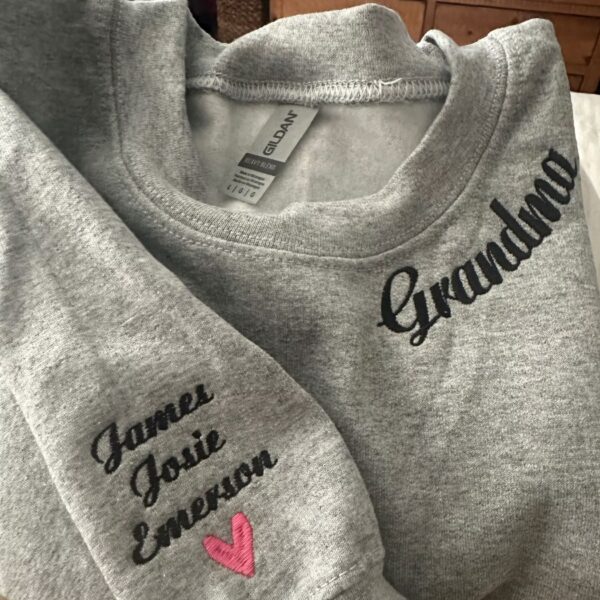 Nonna Sweatshirt or Hoodie with Embroidered GrandKids Names on Sleeve by Custom 101 Prints - Image 3