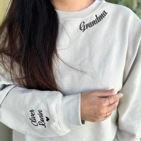 Nonna Sweatshirt or Hoodie with Embroidered GrandKids Names on Sleeve by Custom 101 Prints - Image 4