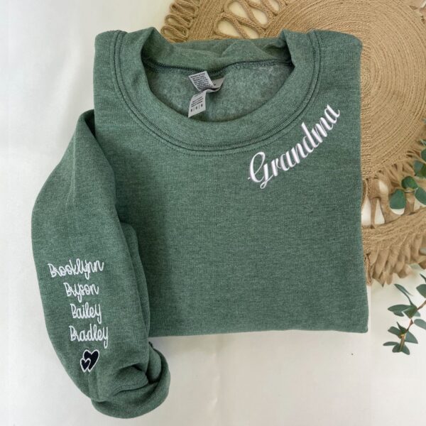 Nonna Sweatshirt or Hoodie with Embroidered GrandKids Names on Sleeve by Custom 101 Prints - Image 2