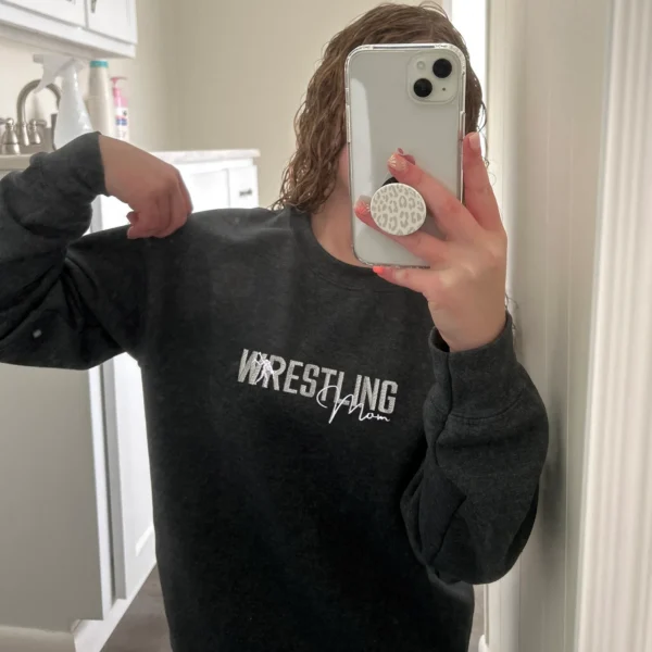 Wrestling Mom Sweatshirt or Hoodie with Embroidered Kids Names on Sleeve by Custom 101 Prints - Image 3