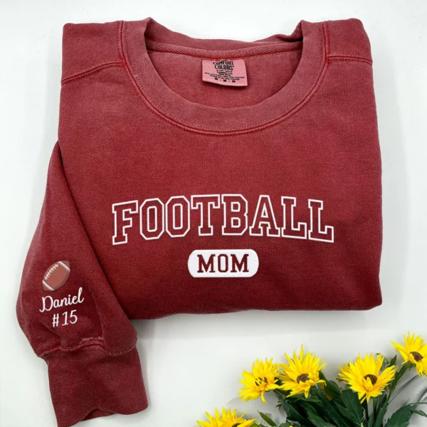 Embroidered Football Mom Sweatshirt or T-Shirt by Custom 101 Prints - Image 4