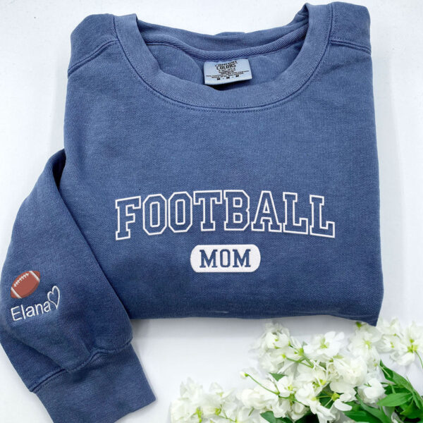 Embroidered Football Mom Sweatshirt or T-Shirt by Custom 101 Prints